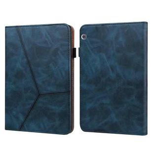 For Huawei MediaPad T5 Solid Color Embossed Striped Leather Case(Blue)