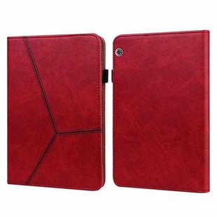 For Huawei MediaPad T5 Solid Color Embossed Striped Leather Case(Red)