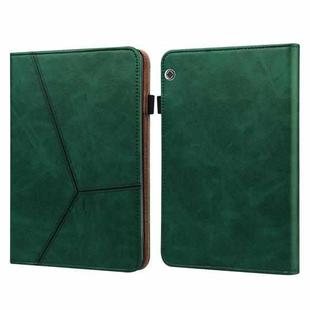 For Huawei MediaPad T5 Solid Color Embossed Striped Leather Case(Green)