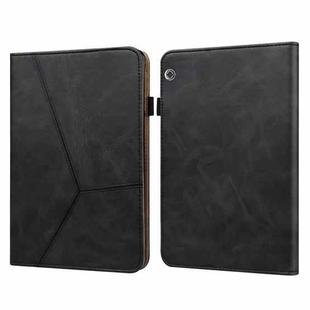 For Huawei MediaPad T5 Solid Color Embossed Striped Leather Case(Black)