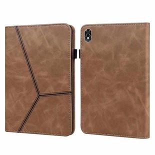 For Lenovo Legion Y700 Solid Color Embossed Striped Leather Case(Brown)