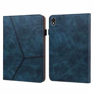 For Lenovo Legion Y700 Solid Color Embossed Striped Leather Case(Blue)