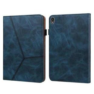 For Lenovo Tab P11 2020 11 inch Solid Color Embossed Striped Leather Case(Blue)