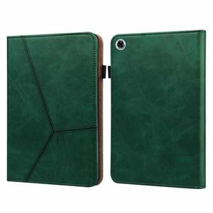 For Lenovo Tab M10 HD Gen 2 Solid Color Embossed Striped Leather Case(Green)