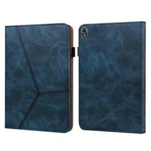 For Lenovo Tab K10 / M10 Plus / M10 FHD Plus Solid Color Embossed Striped Leather Case(Blue)