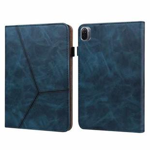 For Xiaomi Pad 5 / Pad 5 Pro Solid Color Embossed Striped Leather Case(Blue)