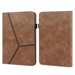 For Amazon Paperwhite 5 2021 Solid Color Embossed Striped Leather Case(Brown)