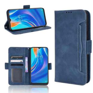 For Tecno Spark 7 Skin Feel Calf Pattern Leather Phone Case(Blue)