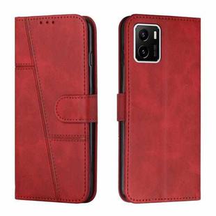 For vivo Y15s Stitching Calf Texture Buckle Leather Phone Case(Red)