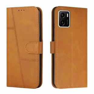 For vivo Y15s Stitching Calf Texture Buckle Leather Phone Case(Yellow)