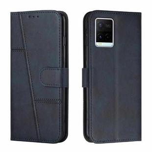 For vivo Y33s / Y21 2021 / Y21s Stitching Calf Texture Buckle Leather Phone Case(Blue)