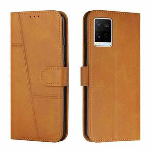 For vivo Y33s / Y21 2021 / Y21s Stitching Calf Texture Buckle Leather Phone Case(Yellow)