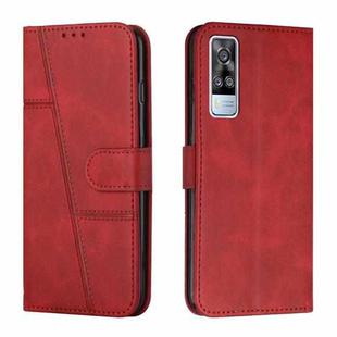 vivo Y51 2020/Y51 2020 December/Y31 2020/Y51a Stitching Calf Texture Buckle Leather Phone Case(Red)