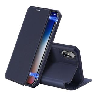 For iPhone XS / X DUX DUCIS Skin X Series PU + TPU Horizontal Flip Leather Case with Holder & Card Slot(Blue)