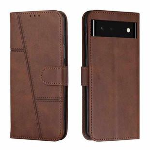 For Google Pixel 6 Stitching Calf Texture Buckle Leather Phone Case(Brown)