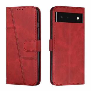 For Google Pixel 6 Stitching Calf Texture Buckle Leather Phone Case(Red)