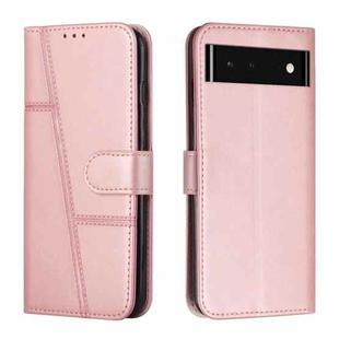 For Google Pixel 6 Stitching Calf Texture Buckle Leather Phone Case(Pink)