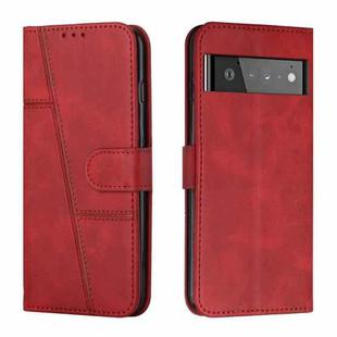 For Google Pixel 6 Pro Stitching Calf Texture Buckle Leather Phone Case(Red)