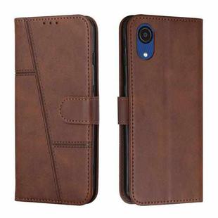 For Samsung Galaxy A03 Core Stitching Calf Texture Buckle Leather Phone Case(Brown)