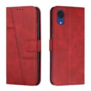 For Samsung Galaxy A03 Core Stitching Calf Texture Buckle Leather Phone Case(Red)