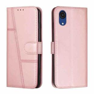 For Samsung Galaxy A03 Core Stitching Calf Texture Buckle Leather Phone Case(Pink)