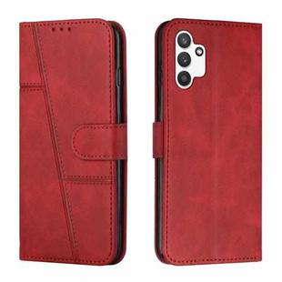 For Samsung Galaxy A13 4G Stitching Calf Texture Buckle Leather Phone Case(Red)