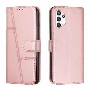 For Samsung Galaxy A13 4G Stitching Calf Texture Buckle Leather Phone Case(Pink)