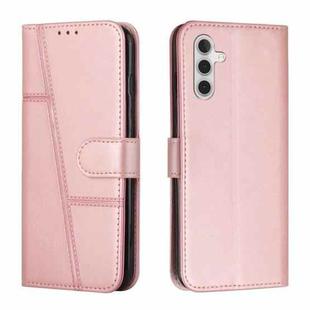 For Samsung Galaxy A13 5G Stitching Calf Texture Buckle Leather Phone Case(Pink)