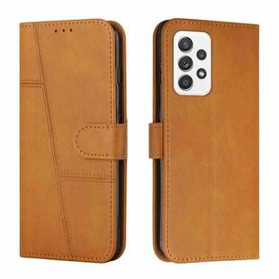 For Samsung Galaxy A33 5G Stitching Calf Texture Buckle Leather Phone Case(Yellow)