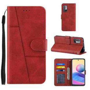 For Xiaomi Redmi Note 10 5G/Note 10T/Poco M3 Pro 5G Stitching Calf Texture Buckle Leather Phone Case(Red)