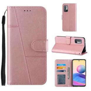 For Xiaomi Redmi Note 10 5G/Note 10T/Poco M3 Pro 5G Stitching Calf Texture Buckle Leather Phone Case(Pink)