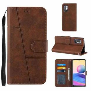 For Xiaomi Redmi Note 10 5G/Note 10T/Poco M3 Pro 5G Stitching Calf Texture Buckle Leather Phone Case(Brown)