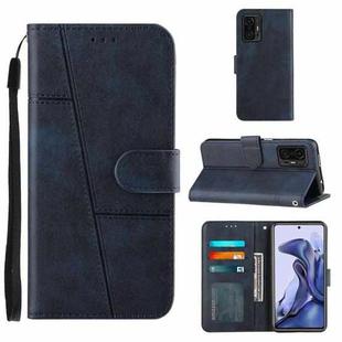 For Xiaomi 11T / 11T Pro Stitching Calf Texture Buckle Leather Phone Case(Blue)