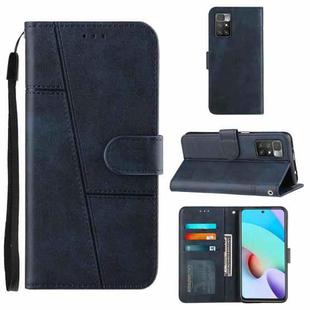For Xiaomi Redmi 10 Stitching Calf Texture Buckle Leather Phone Case(Blue)