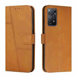 For Xiaomi Redmi Note 11 Pro Foreign Version Stitching Calf Texture Buckle Leather Phone Case(Yellow)