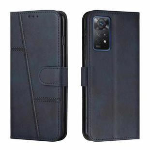 For Xiaomi Redmi Note 11 Pro Foreign Version Stitching Calf Texture Buckle Leather Phone Case(Blue)