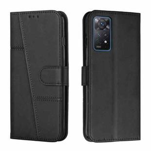 For Xiaomi Redmi Note 11 Pro Foreign Version Stitching Calf Texture Buckle Leather Phone Case(Black)