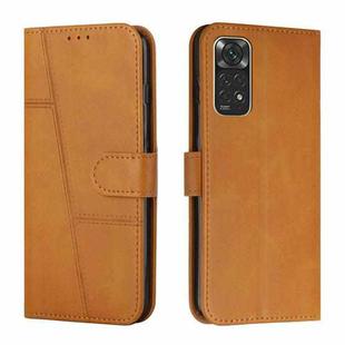 For Xiaomi Redmi Note 11/11S Foreign Version Stitching Calf Texture Buckle Leather Phone Case(Yellow)