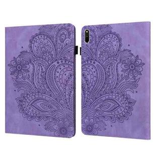 For Huawei Matepad 11 2021 Peacock Embossed Pattern TPU + PU Leather Tablet Case(Purple)