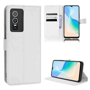 For vivo Y76 5G Diamond Texture Leather Phone Case(White)