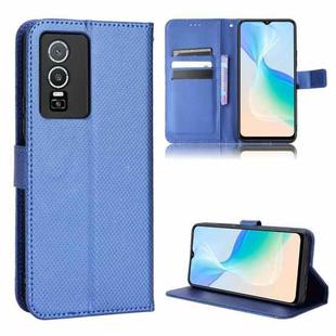 For vivo Y76 5G Diamond Texture Leather Phone Case(Blue)