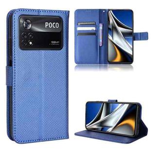 For Xiaomi Poco M4 Pro 4G Big Hole Diamond Texture Leather Phone Case(Blue)