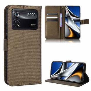 For Xiaomi Poco M4 Pro 4G Big Hole Diamond Texture Leather Phone Case(Brown)