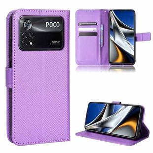 For Xiaomi Poco M4 Pro 4G Big Hole Diamond Texture Leather Phone Case(Purple)