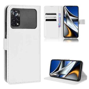 For Xiaomi Poco M4 Pro 4G Fine Hole Diamond Texture Leather Phone Case(White)
