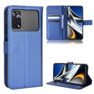 For Xiaomi Poco M4 Pro 4G Fine Hole Diamond Texture Leather Phone Case(Blue)