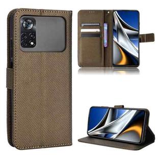 For Xiaomi Poco M4 Pro 4G Fine Hole Diamond Texture Leather Phone Case(Brown)