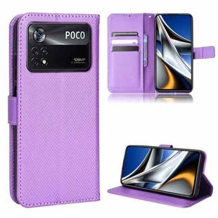 For Xiaomi Poco M4 Pro 5G Big Hole Diamond Texture Leather Phone Case(Purple)