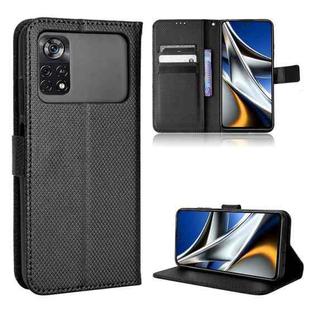 For Xiaomi Poco M4 Pro 5G Fine Hole Diamond Texture Leather Phone Case(Black)