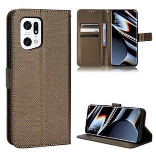 For OPPO Find X5 Pro Diamond Texture Leather Phone Case(Brown)